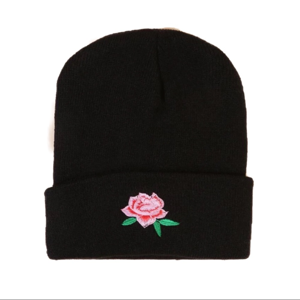 Pink Rose Beanie Hat - Picture 6 of 6